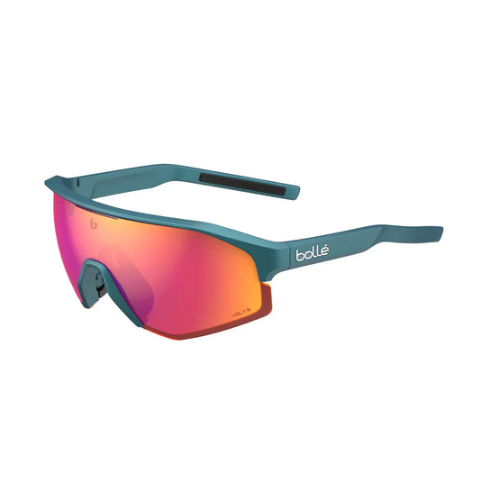 BOLLE Lightshifter XL sunglasses with Volt Ruby lenses and teal metallic frame.