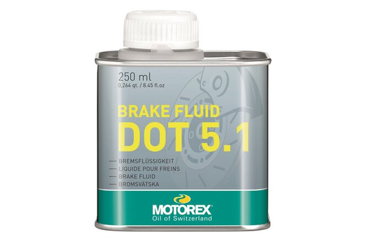 Motorex Brake Fluid Dot 5.1 250ml for hydraulic brake and clutch systems.