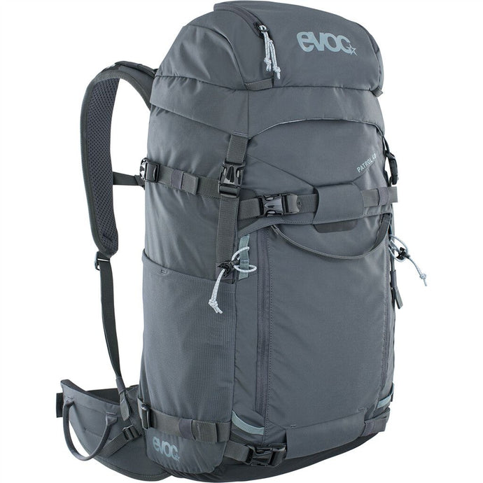 EVOC Bag Patrol 40L Backpack Carbon Grey, durable and tear-resistant, ideal for ski and snowboard tours.