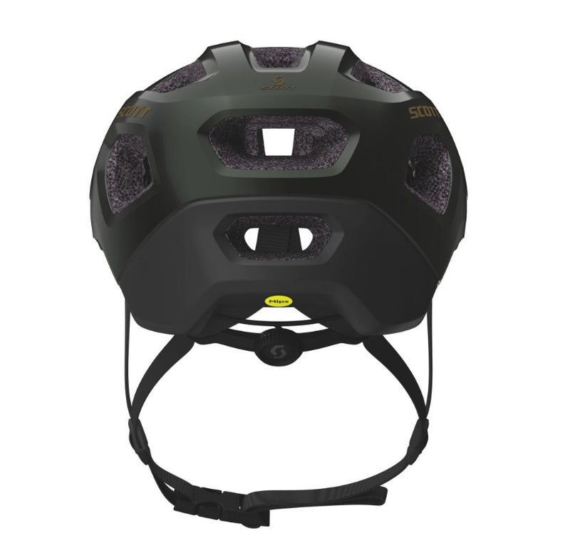 Load image into Gallery viewer, SCOTT Argo Plus CE helmet in dark moss green with MIPS protection, extended coverage, and optimized ventilation.
