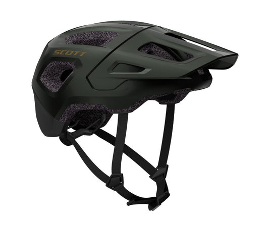 SCOTT Argo Plus CE Dark Moss Green Helmet with MIPS, extended coverage, and optimized ventilation.