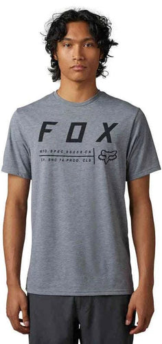 Men's Fox Tee Non Stop Tech Grey, quick-drying, moisture-wicking t-shirt with Fox branding.