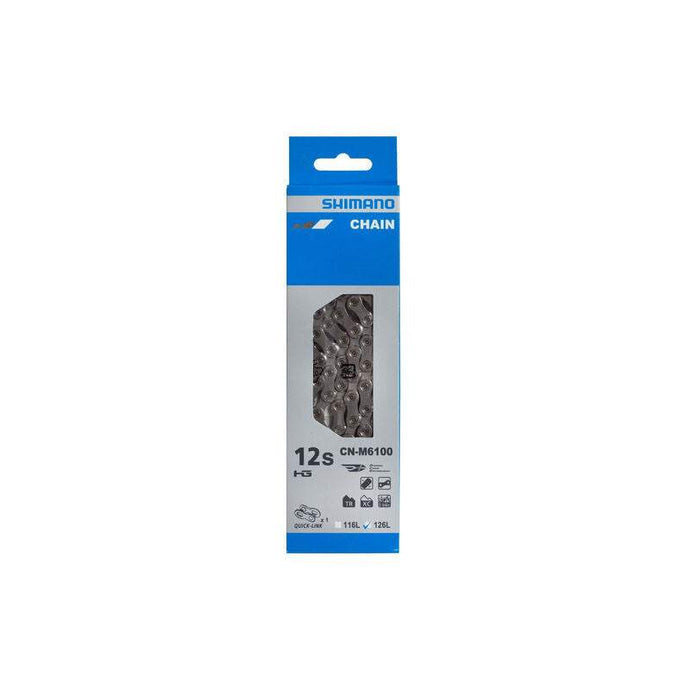 SHIMANO Chain Deore CN-M6100 HG 12-speed 126L Silver packaging.