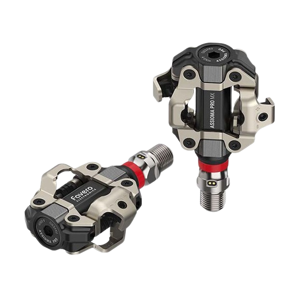 FAVERO Power meter Pedals Assioma Pro MX-2 for mountain bikes and gravel bikes, featuring ultra-light aluminum body and precision sensors.