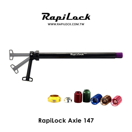 RAPIDLOCK Axle Set Road Rear 12x140 RapiLockAxle147 with integrated lever and 6 thread options.