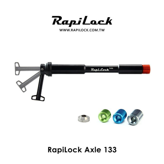 RAPIDLOCK Axle Set MTB Front 15x100 with integrated lever and multiple thread options.