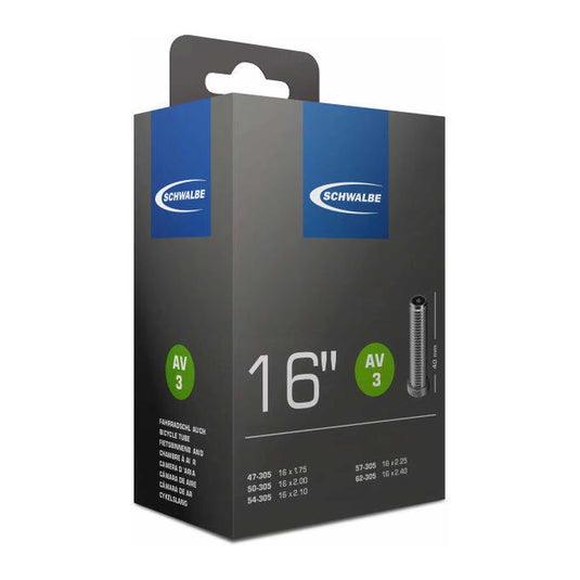 SCHWALBE Tube 16" AV3 Schrader 40mm packaging.