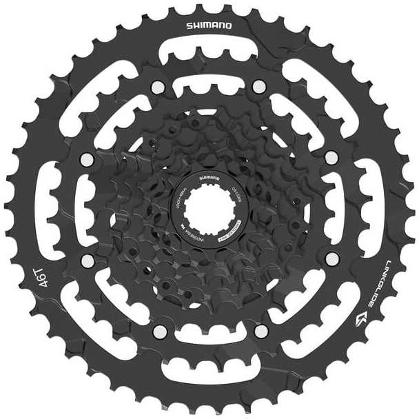 SHIMANO Cassette CUES CS-LG300 9-speed 11-46T for durable shifting and pedaling performance.