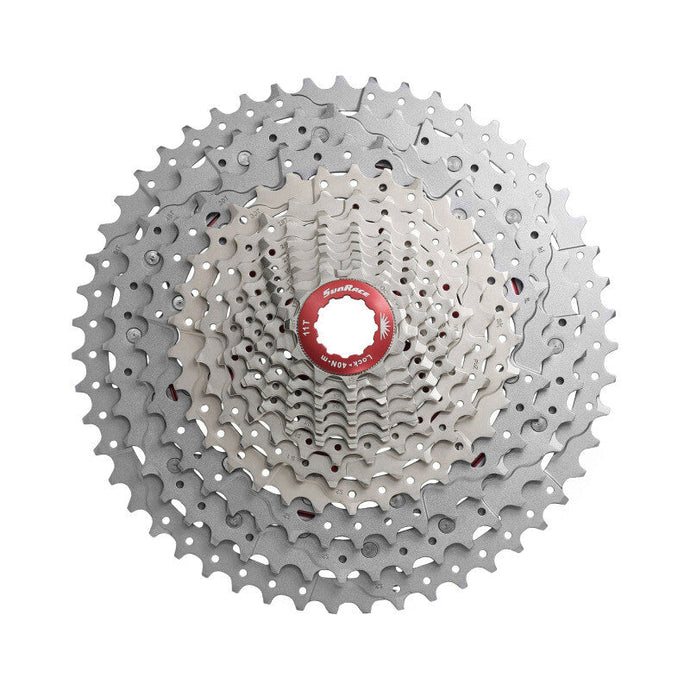 SUNRACE Cassette MZ CS-MZ903 12-speed 11-51T with red anodized lockring and lightweight design.