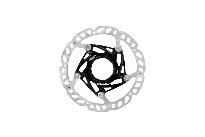 SWISSSTOP Disc Brake Rotor Catalyst Race Center-Lock 140mm with two-piece design and aluminum spider.