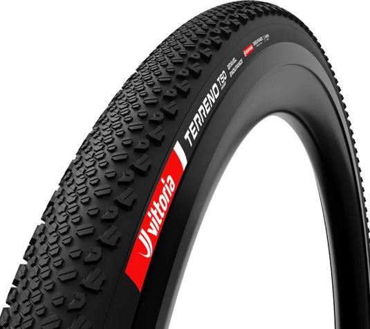 VITTORIA Tire Terreno T50 Mixed G2.0 700x40c Gravel Black with directional siping texture and cornering lugs for versatile terrain.