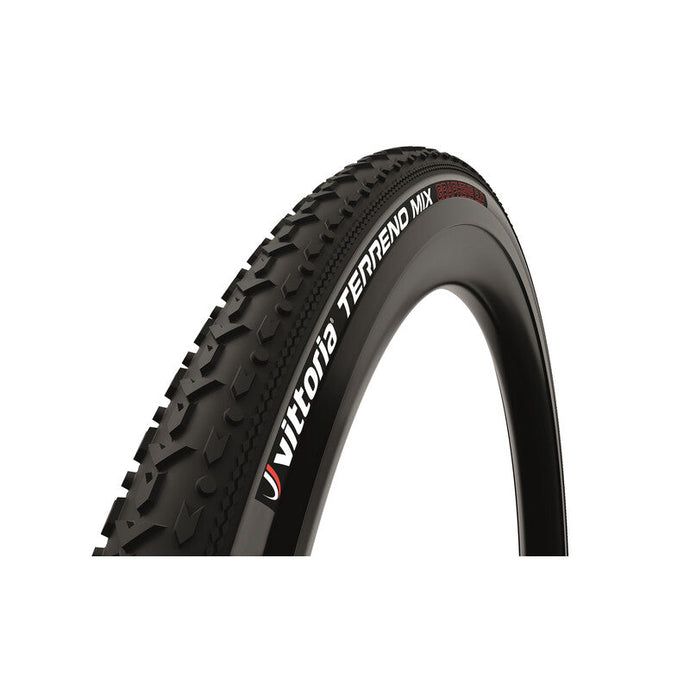 VITTORIA Tire Terreno Mix G2 700x33 Black with fast rolling tread center and alternating lugs for versatile terrain performance.