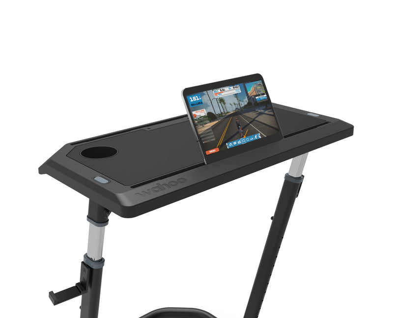 Load image into Gallery viewer, Wahoo Kickr Desk v2, adjustable indoor cycling and standing desk with tablet.
